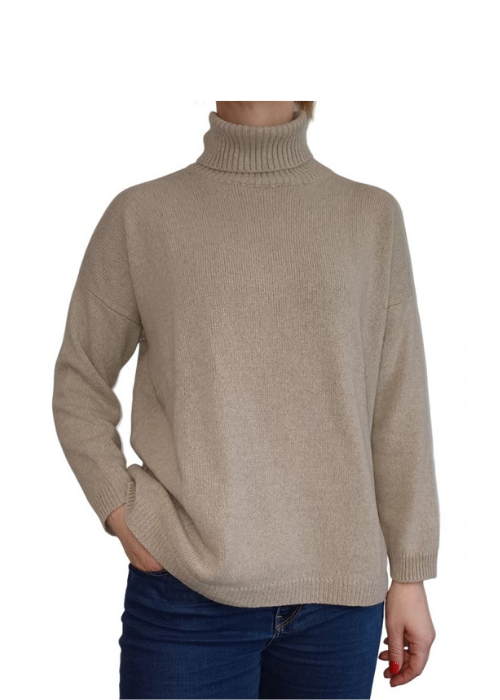 Women's Oversized High Neck Cashmere Sweater Regenerated-6