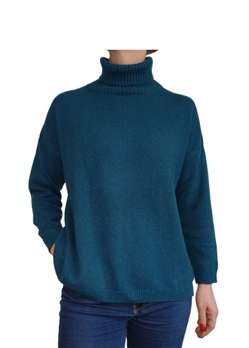 Women's Oversized High Neck Cashmere Sweater Regenerated-13