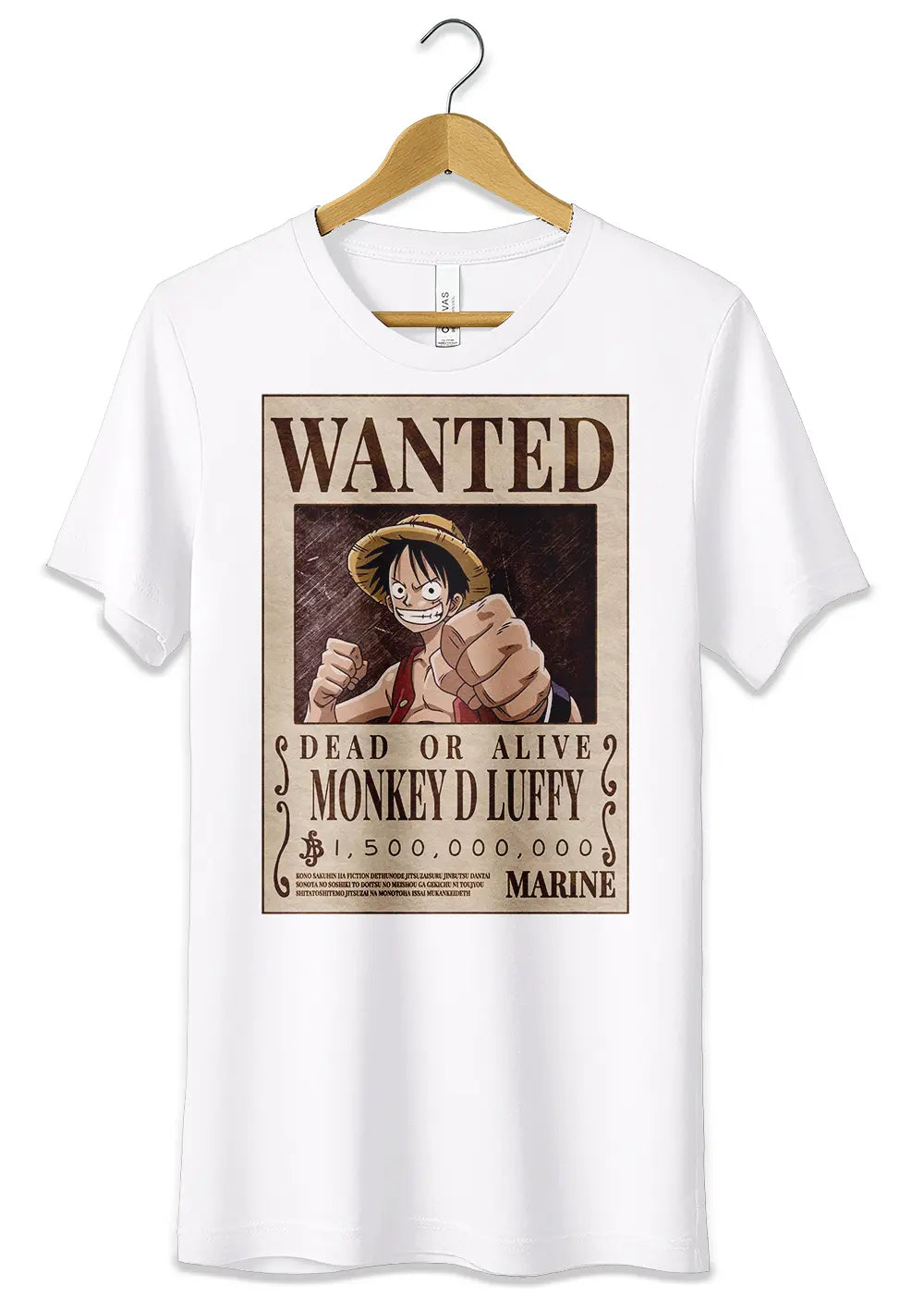 T-Shirt Maglietta Anime Monkey D Luffy Rubber Manifesto Wanted One Piece-1